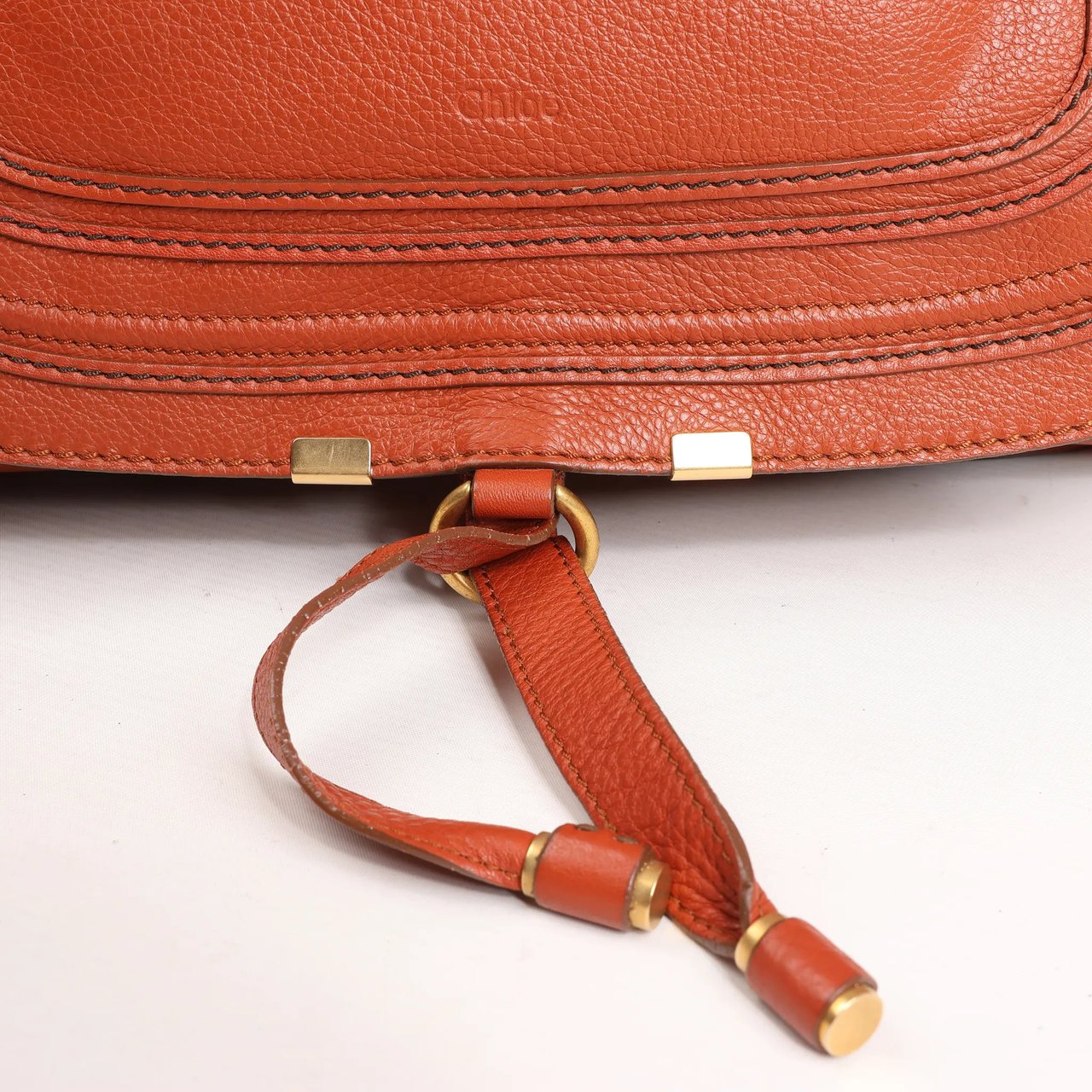 Chloé Chloe Marcie Leather Large Handbag in Brown Bruin