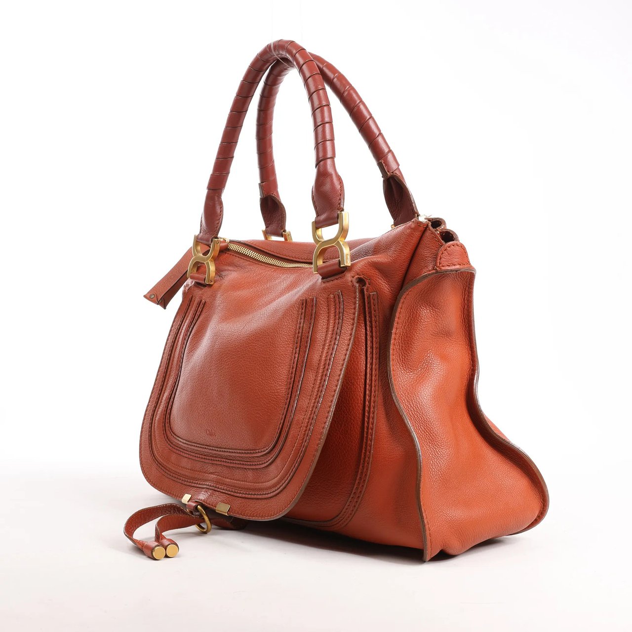 Chloé Chloe Marcie Leather Large Handbag in Brown Bruin