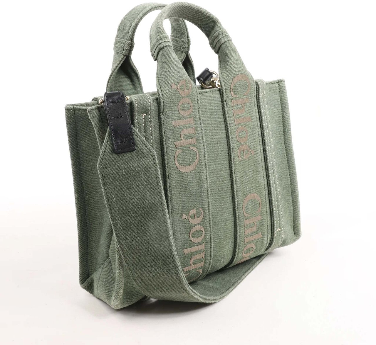 Chloé Chloé Woody Small Canvas 2Way Handbag in Green Groen