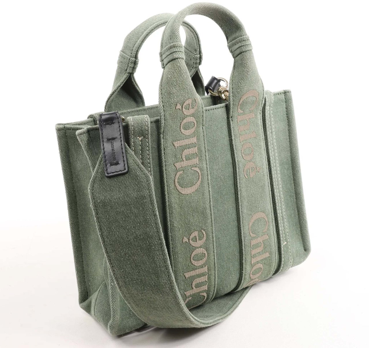 Chloé Chloé Woody Small Canvas 2Way Handbag in Green Groen