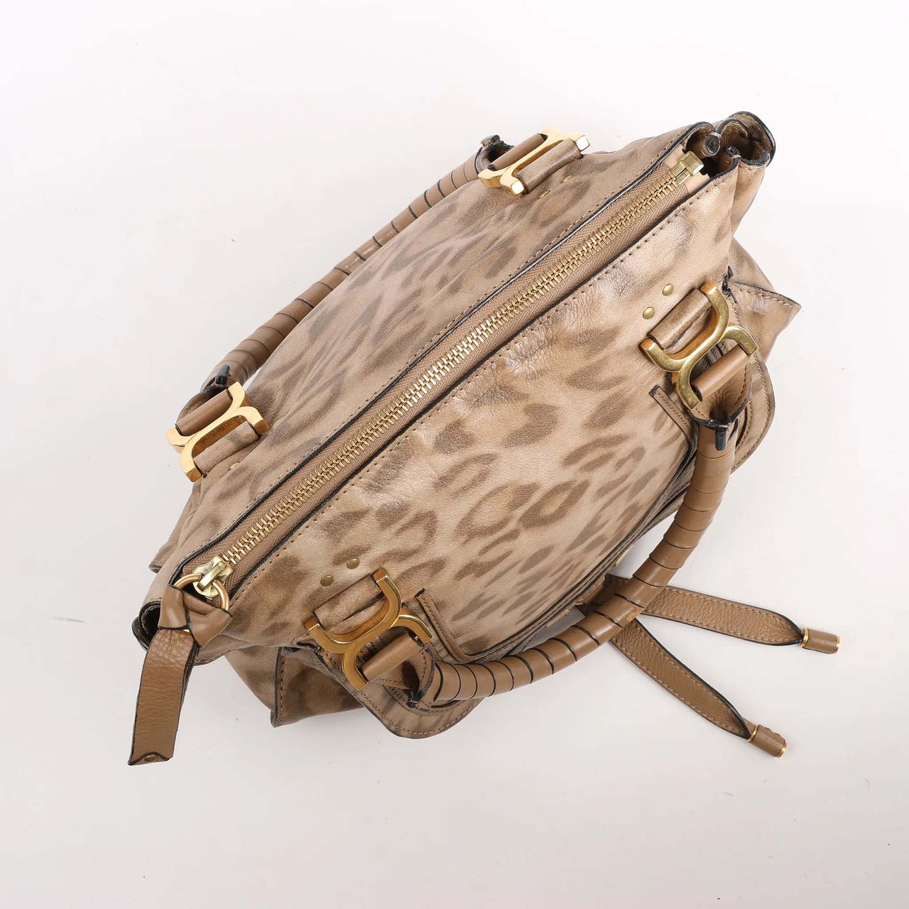 Chloé Chloe Marcie Medium Leather Leopard Pattern Handbag in Brown, Limited Edition Bruin