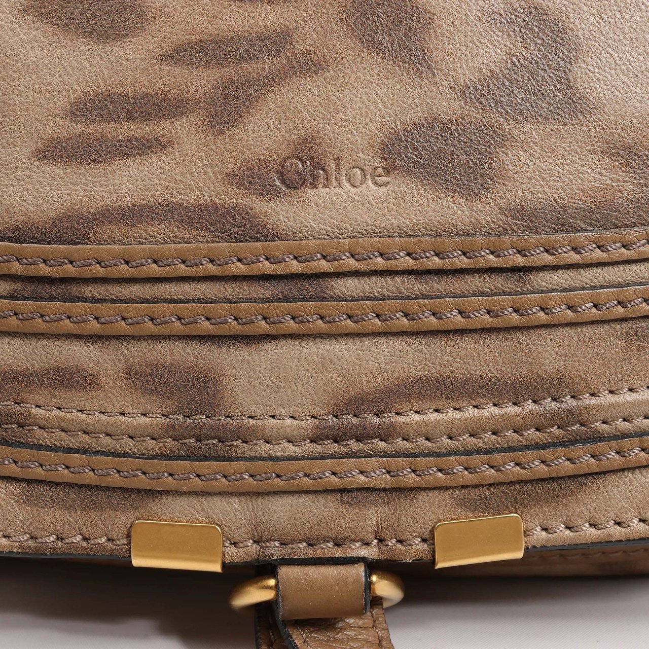 Chloé Chloe Marcie Medium Leather Leopard Pattern Handbag in Brown, Limited Edition Bruin