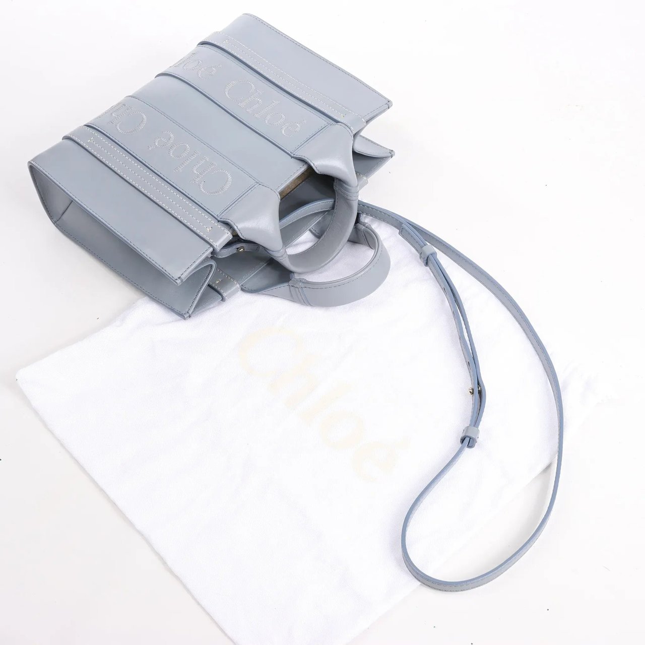 Chloé Chloé Woody Small Leather 2Way Handbag in Blue Blauw