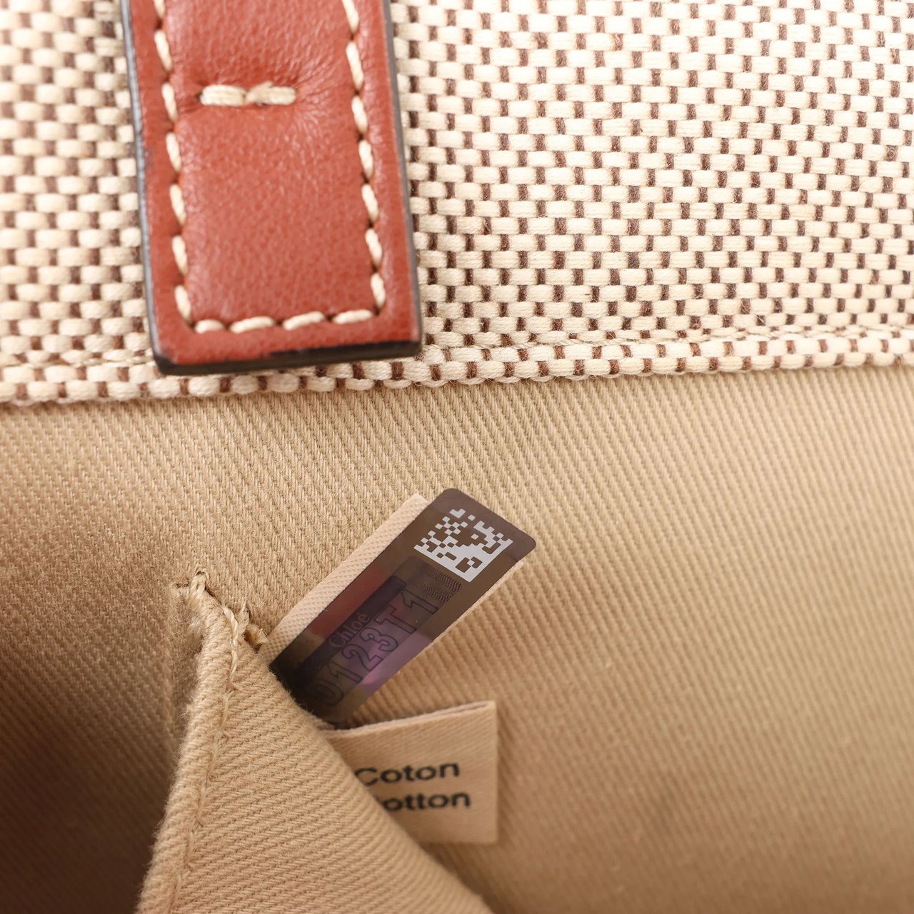 Chloé CHLOE Woody Large Canvas & Leather Tote Shoulder bag in Beige x Brown Beige