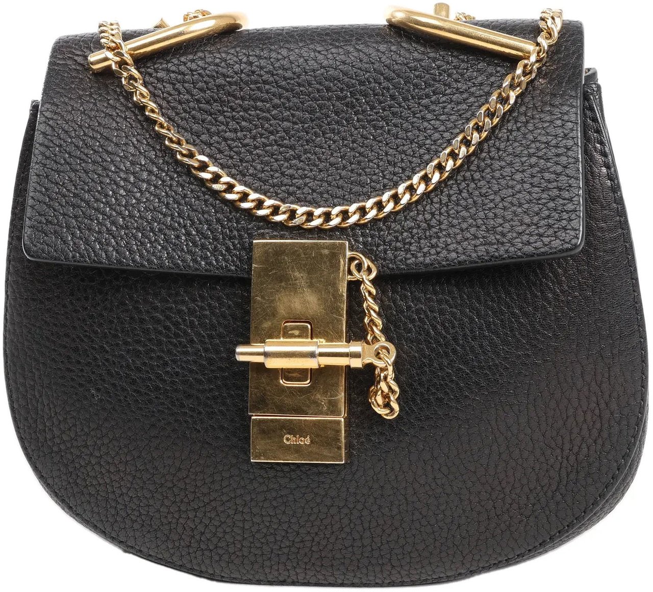 Chloé Chloe Drew Leather Chain Crossbody Bag in Black Zwart