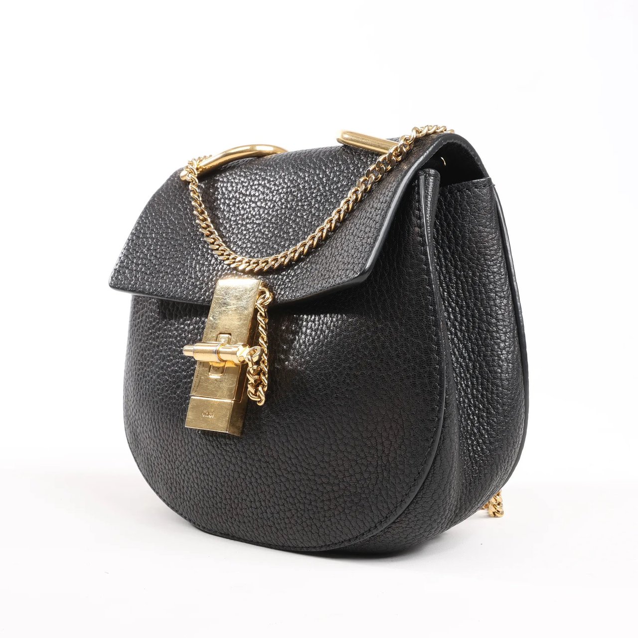 Chloé Chloe Drew Leather Chain Crossbody Bag in Black Zwart