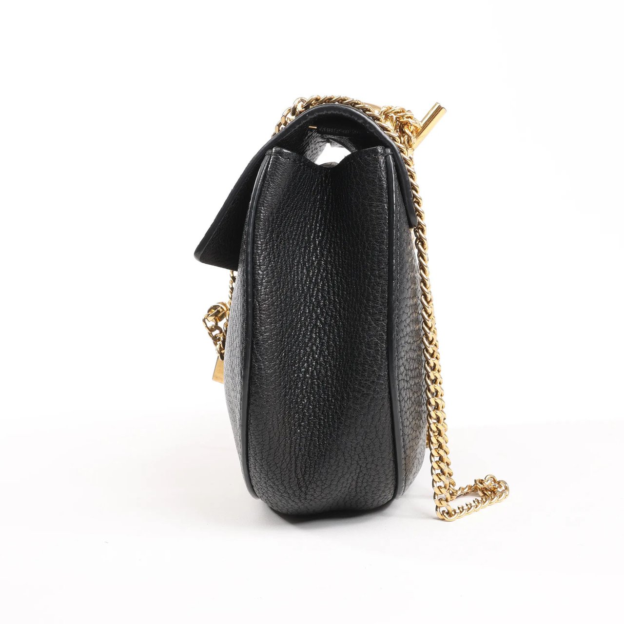 Chloé Chloe Drew Leather Chain Crossbody Bag in Black Zwart