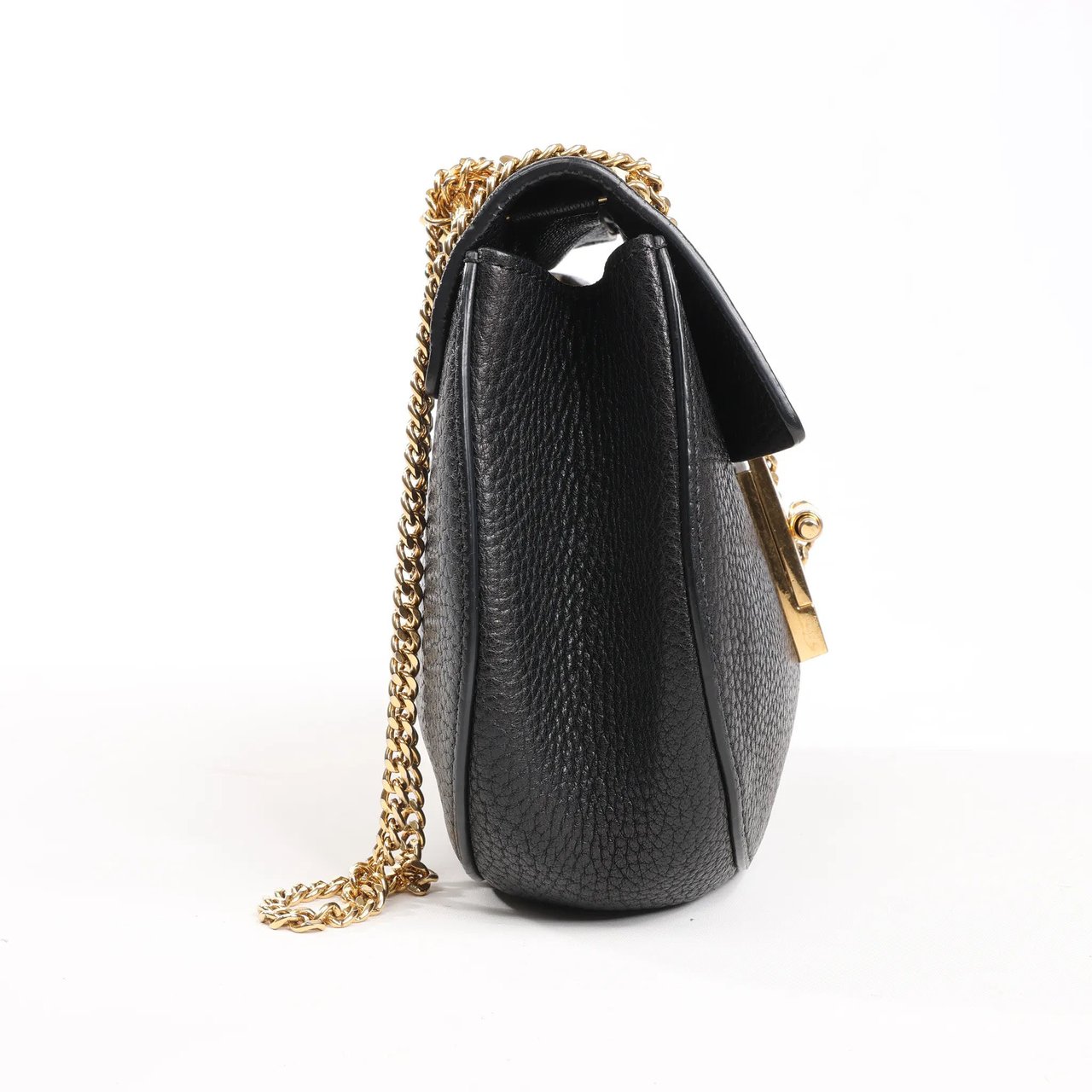 Chloé Chloe Drew Leather Chain Crossbody Bag in Black Zwart