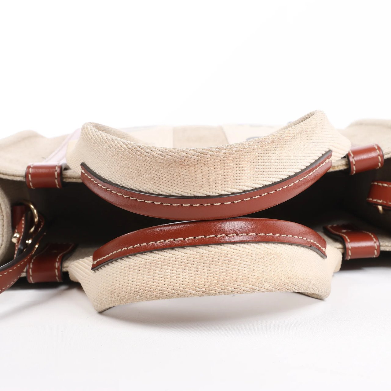 Chloé Chloé Woody Small Canvas & Leather 2Way Handbag in Beige x Brown Divers