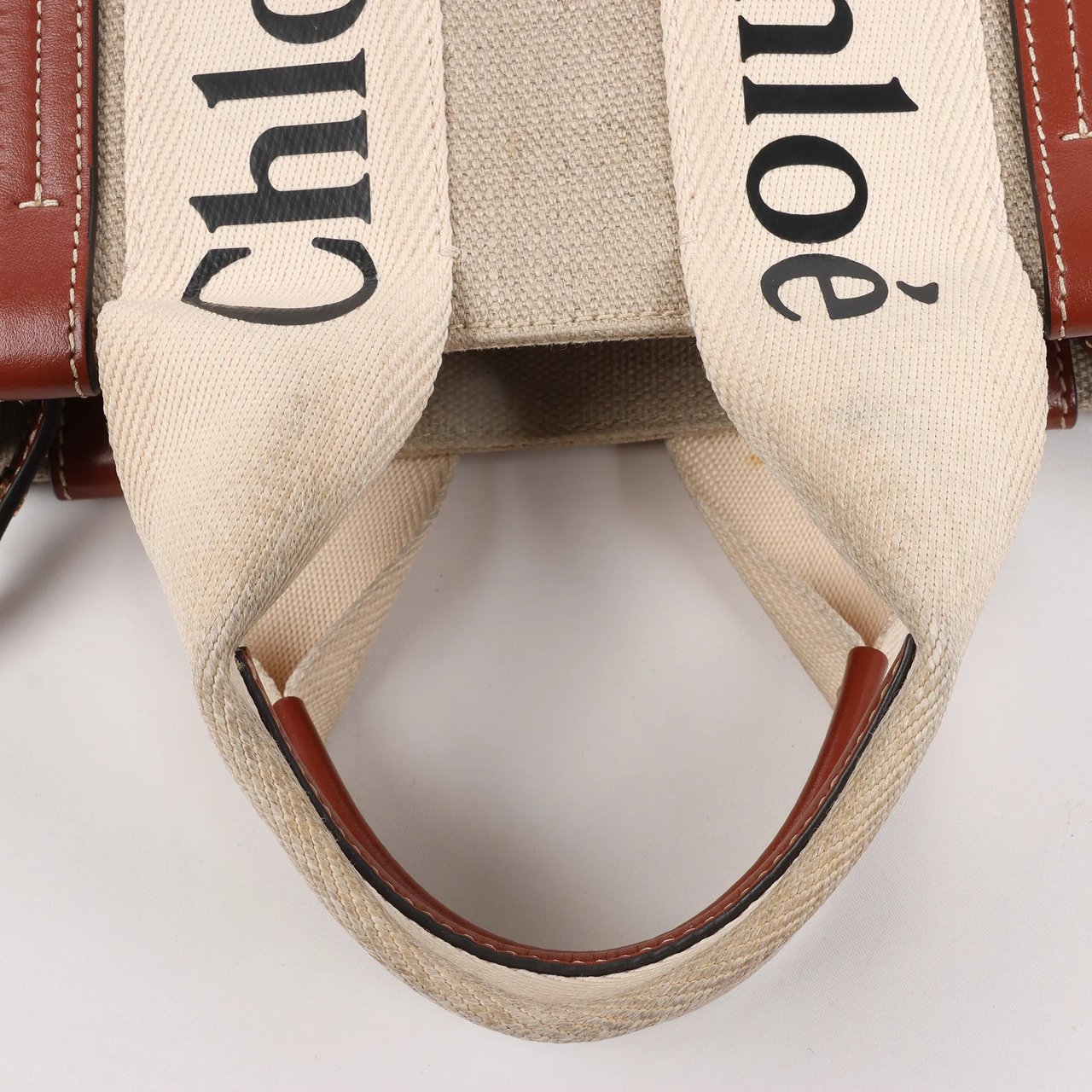 Chloé Chloé Woody Small Canvas & Leather 2Way Handbag in Beige x Brown Divers
