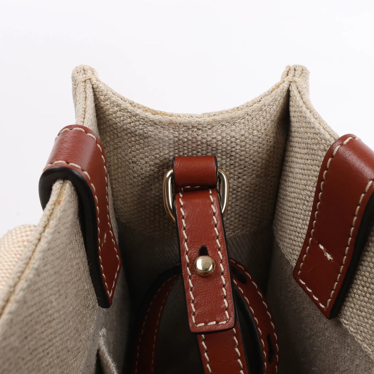 Chloé Chloé Woody Small Canvas & Leather 2Way Handbag in Beige x Brown Divers