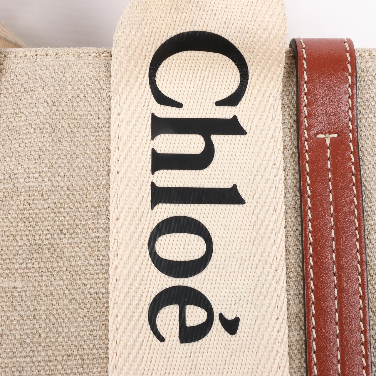 Chloé Chloé Woody Small Canvas & Leather 2Way Handbag in Beige x Brown Divers