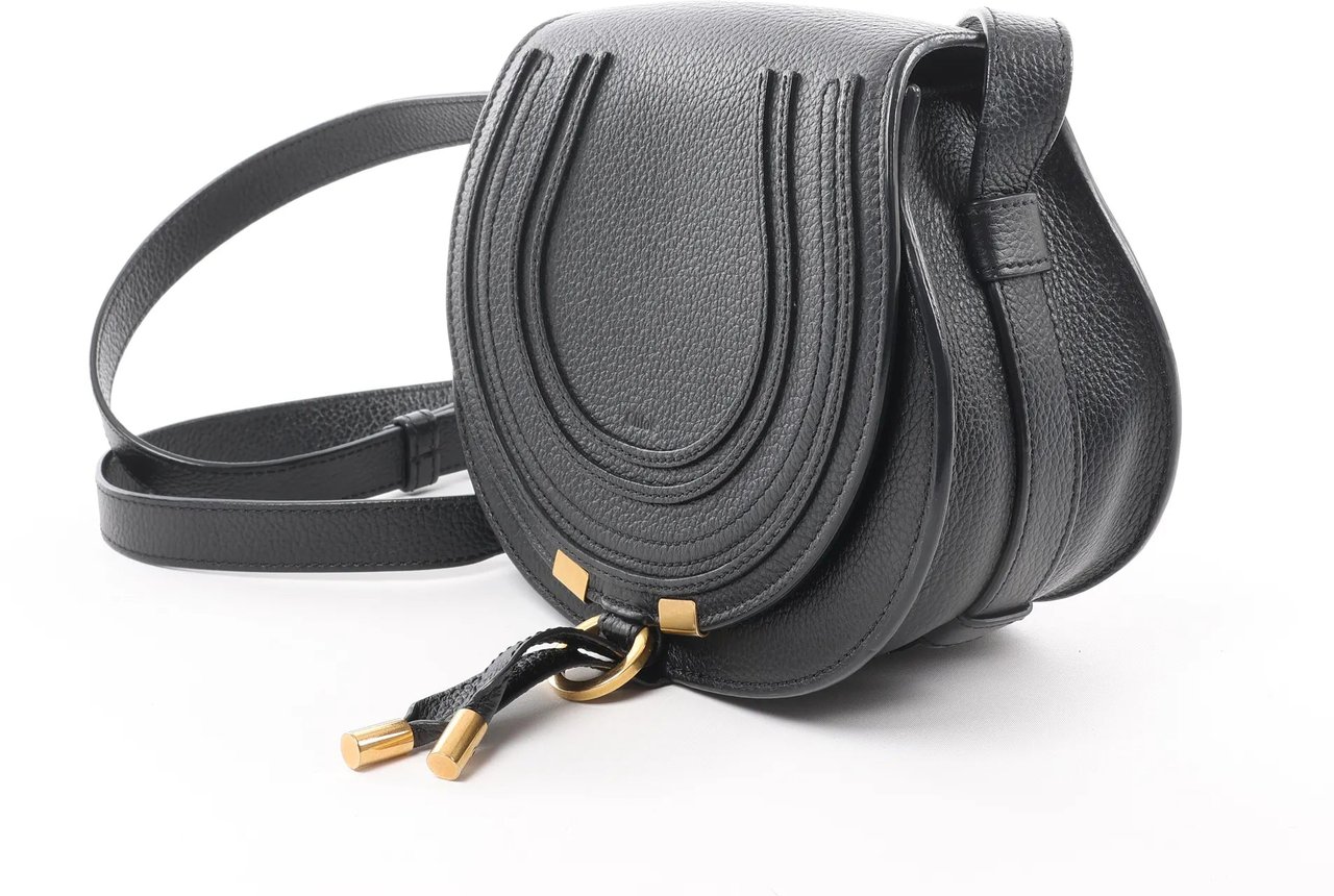 Chloé Chloe Marcie Mini Leather Crossbody Bag in Black Zwart