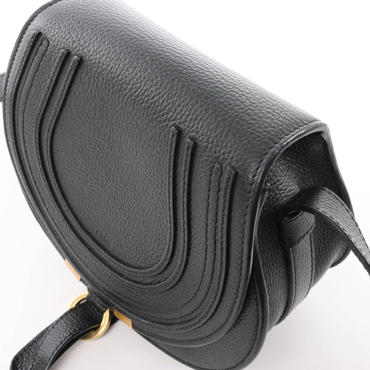 Chloé Chloe Marcie Mini Leather Crossbody Bag in Black Zwart