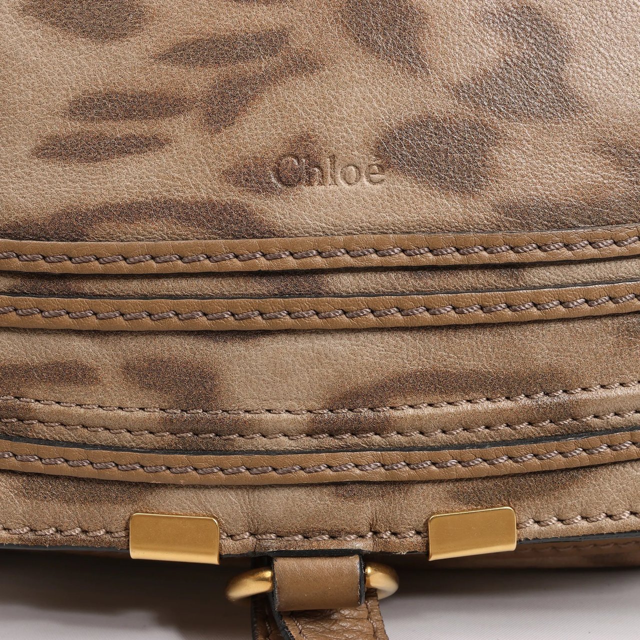Chloé Chloe Marcie Medium Leather Leopard Pattern Handbag in Brown, Limited Edition Bruin