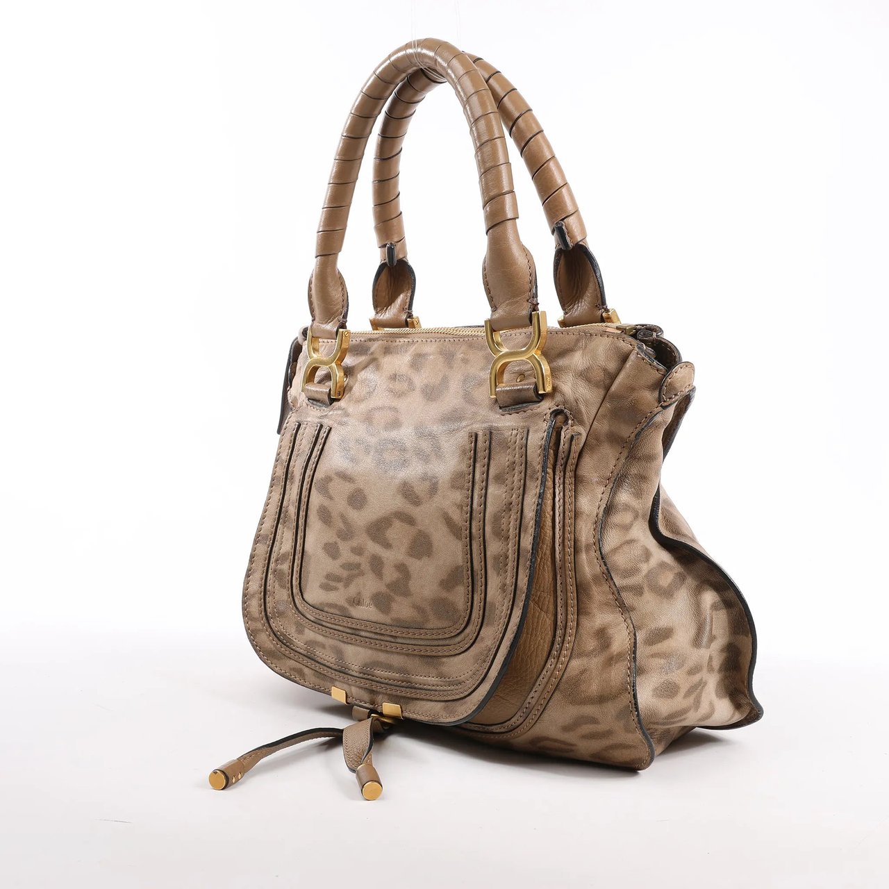Chloé Chloe Marcie Medium Leather Leopard Pattern Handbag in Brown, Limited Edition Bruin