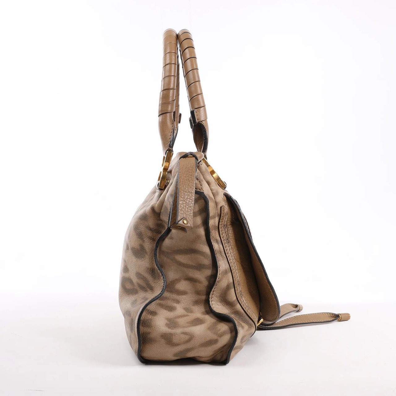 Chloé Chloe Marcie Medium Leather Leopard Pattern Handbag in Brown, Limited Edition Bruin