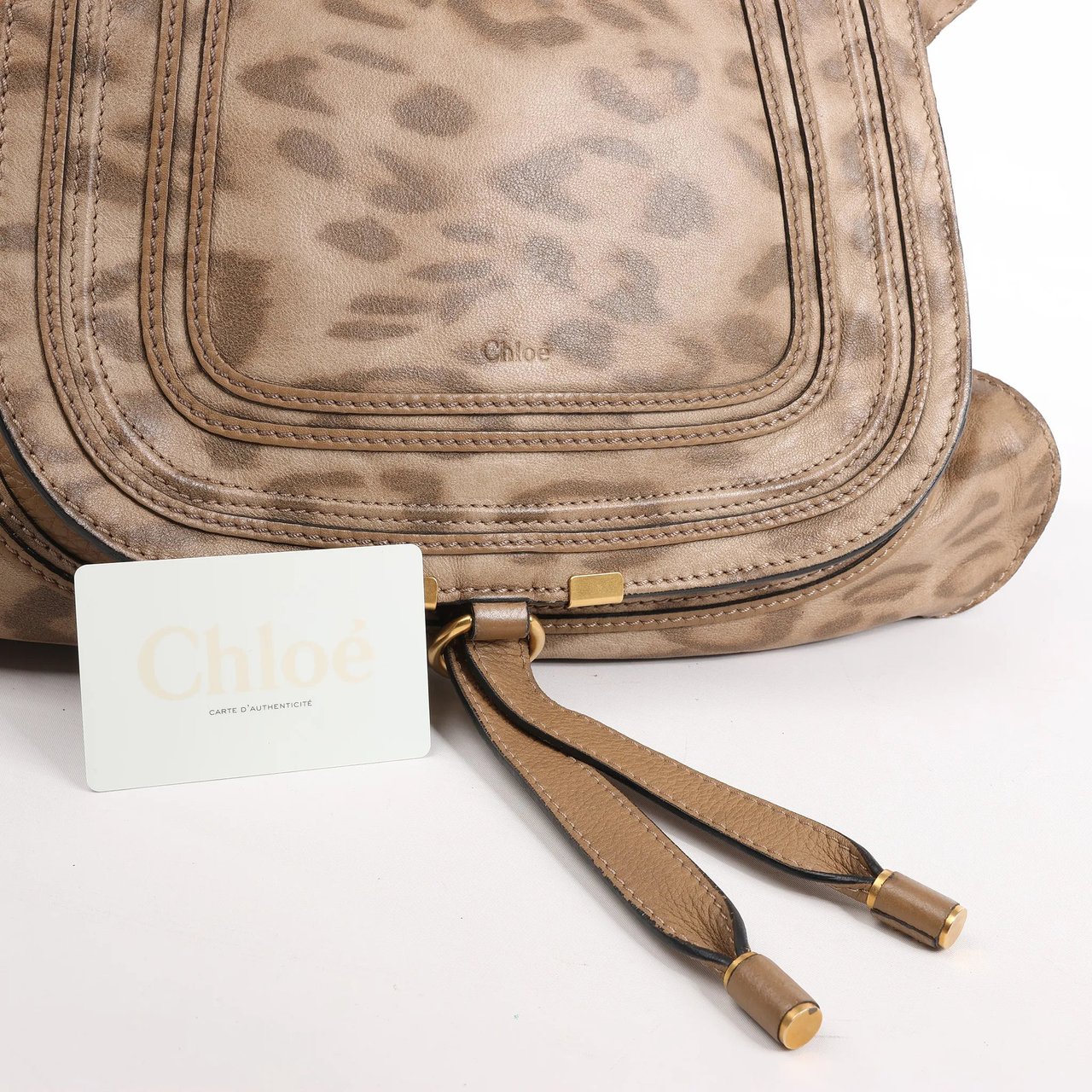 Chloé Chloe Marcie Medium Leather Leopard Pattern Handbag in Brown, Limited Edition Bruin