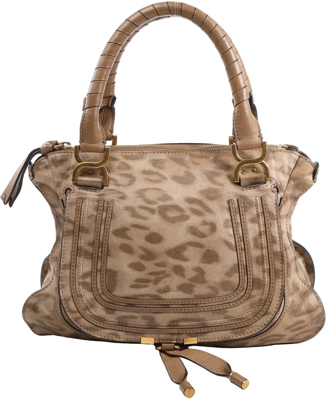 Chloé Chloe Marcie Medium Leather Leopard Pattern Handbag in Brown, Limited Edition Bruin