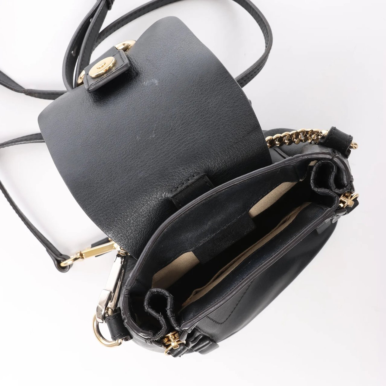 Chloé Chloe Faye Leather x Suede Backpack in Black Zwart