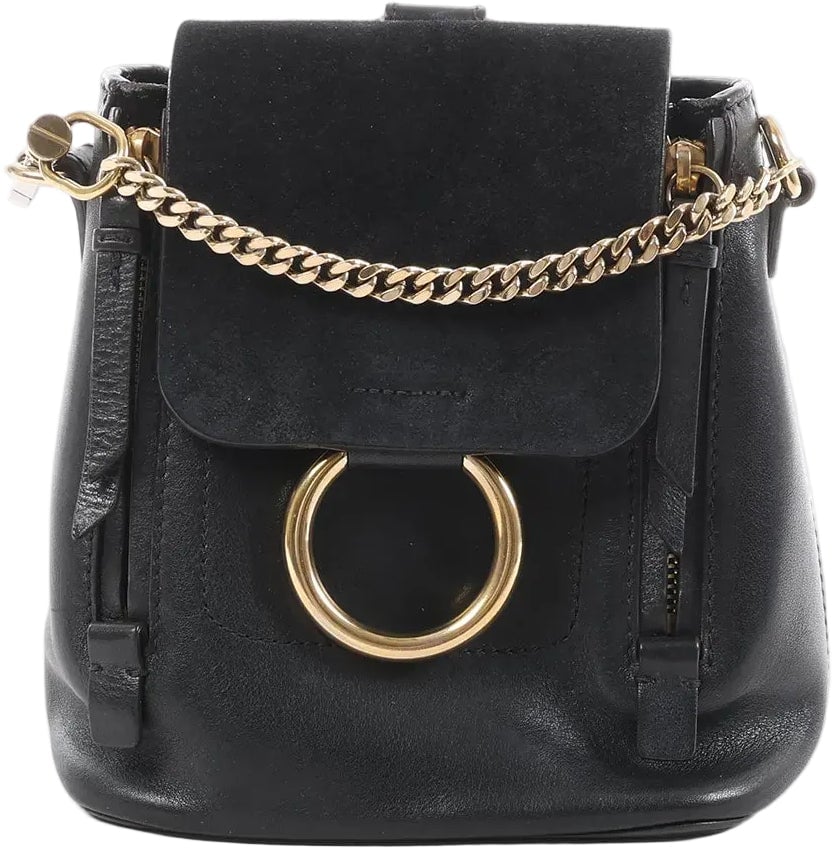 Chloé Chloe Faye Leather x Suede Backpack in Black Zwart