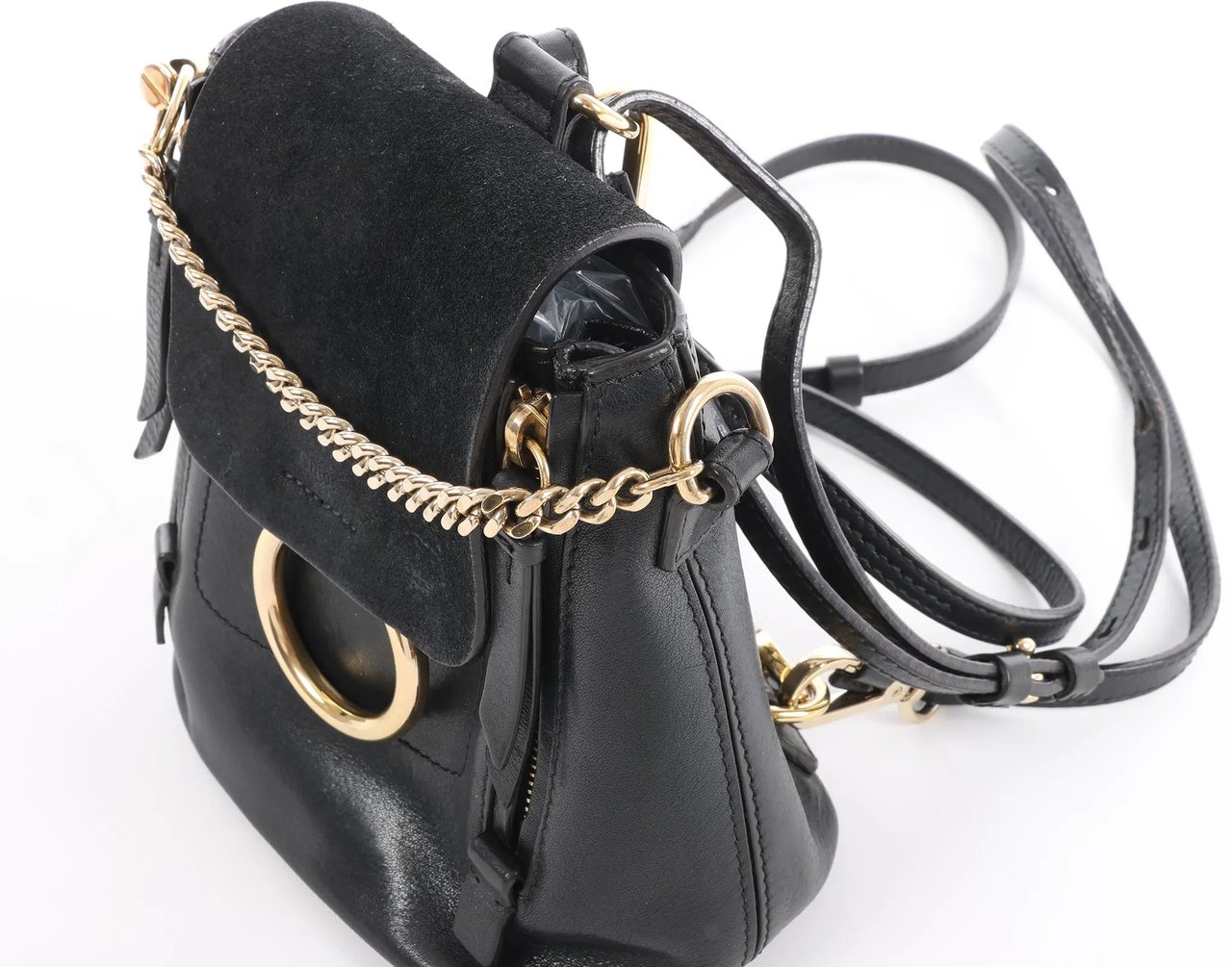 Chloé Chloe Faye Leather x Suede Backpack in Black Zwart