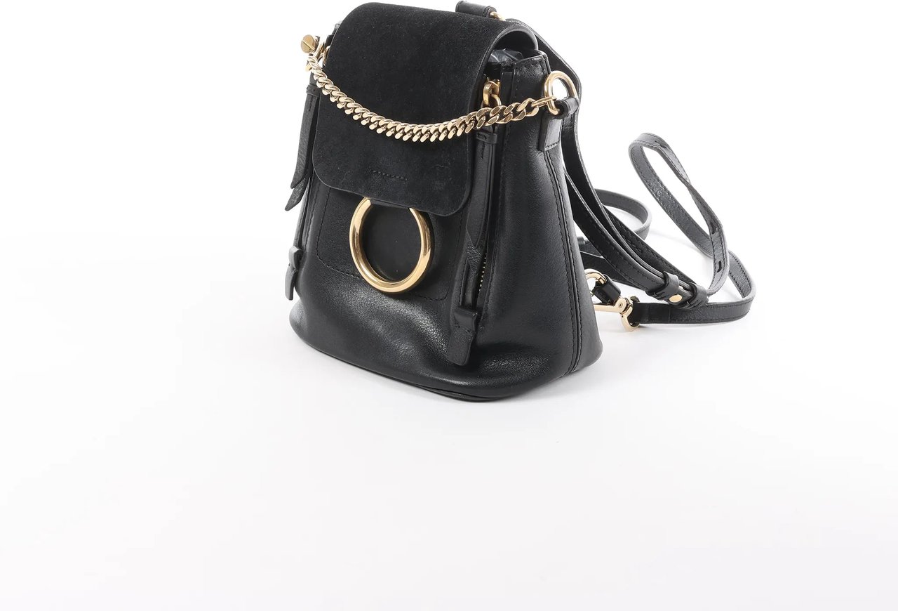Chloé Chloe Faye Leather x Suede Backpack in Black Zwart