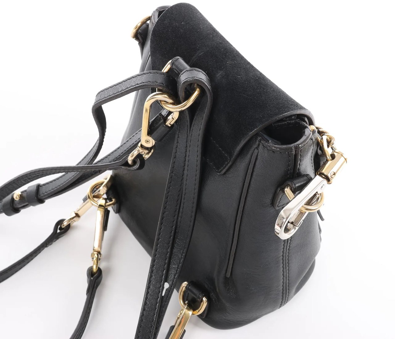 Chloé Chloe Faye Leather x Suede Backpack in Black Zwart