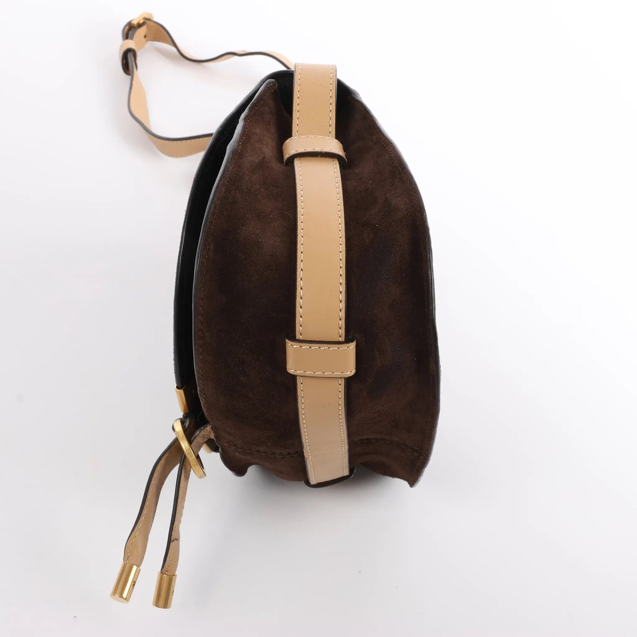 Chloé Chloe Marcie Mini Suede x Leather Crossbody Bag in Brown Bruin