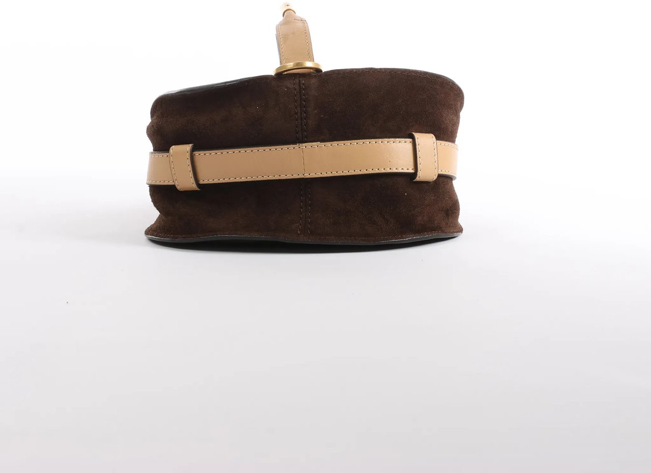 Chloé Chloe Marcie Mini Suede x Leather Crossbody Bag in Brown Bruin