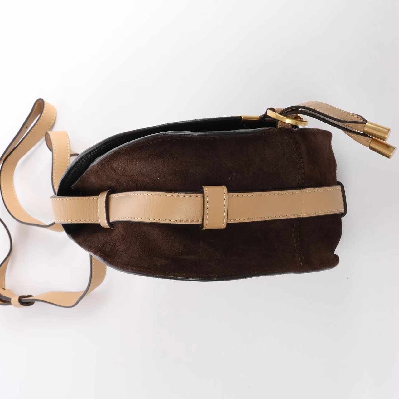 Chloé Chloe Marcie Mini Suede x Leather Crossbody Bag in Brown Bruin
