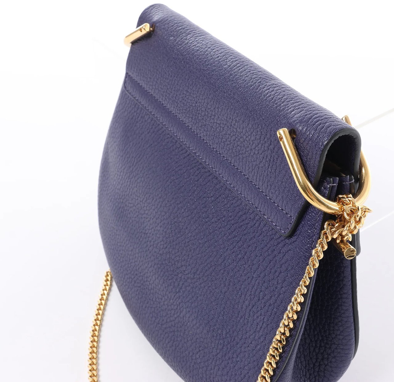 Chloé Chloe Drew Leather Chain Crossbody Bag in Navy Blue Navy