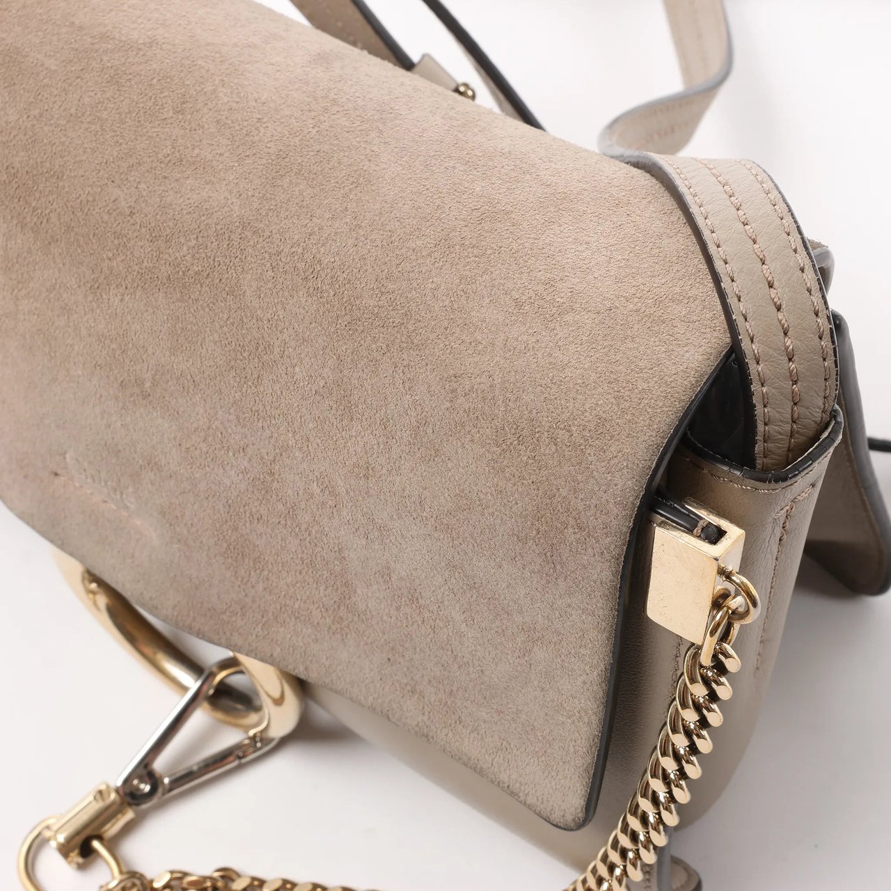 Chloé Chloe Faye Suede x Leather Crossbody bag in Beige Beige