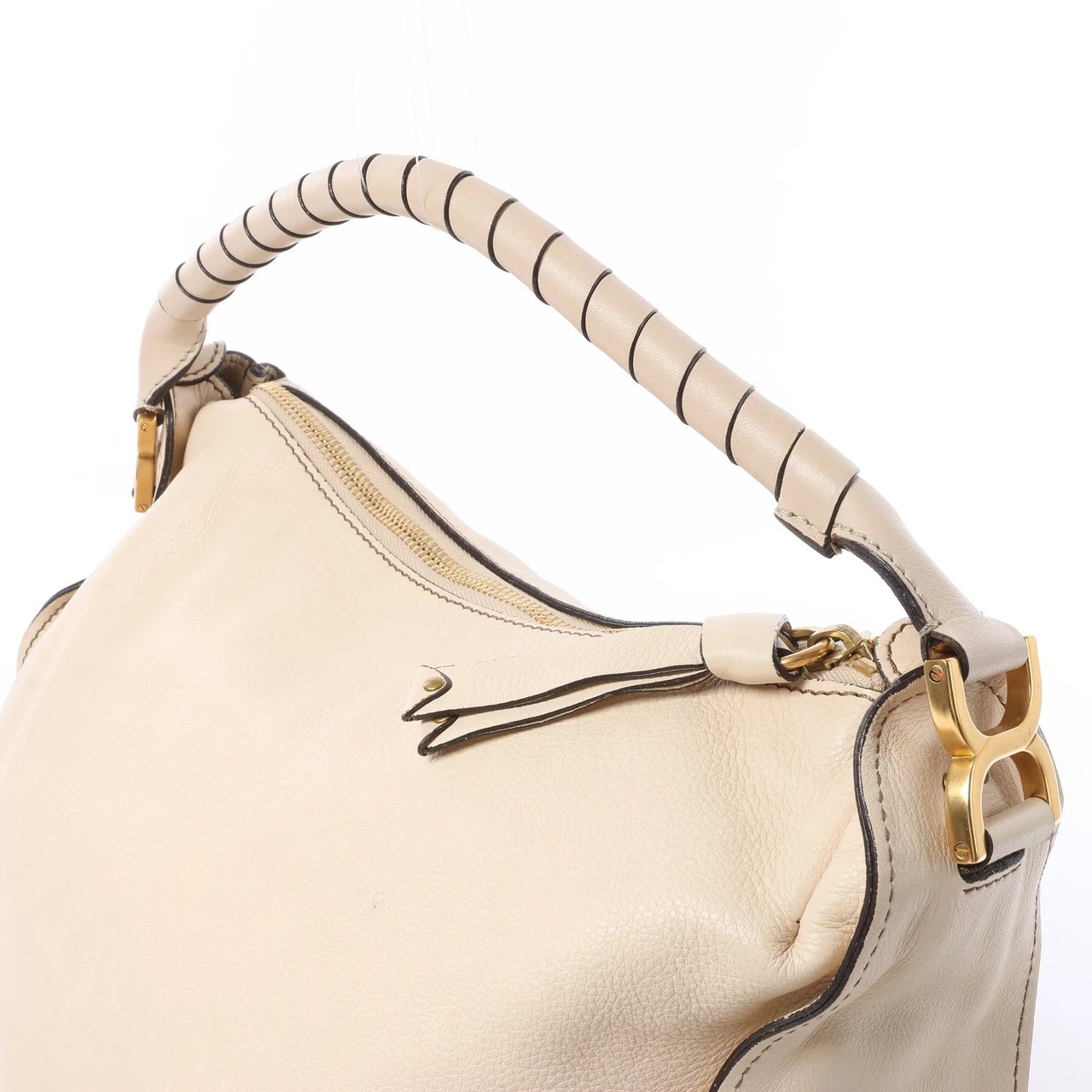 Chloé Chloe Marcie Leather Hobo Handbag in Beige Beige