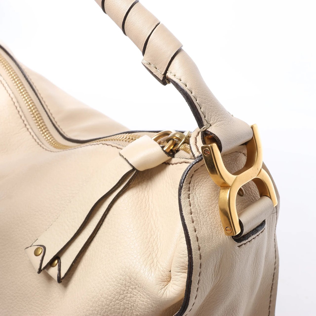 Chloé Chloe Marcie Leather Hobo Handbag in Beige Beige