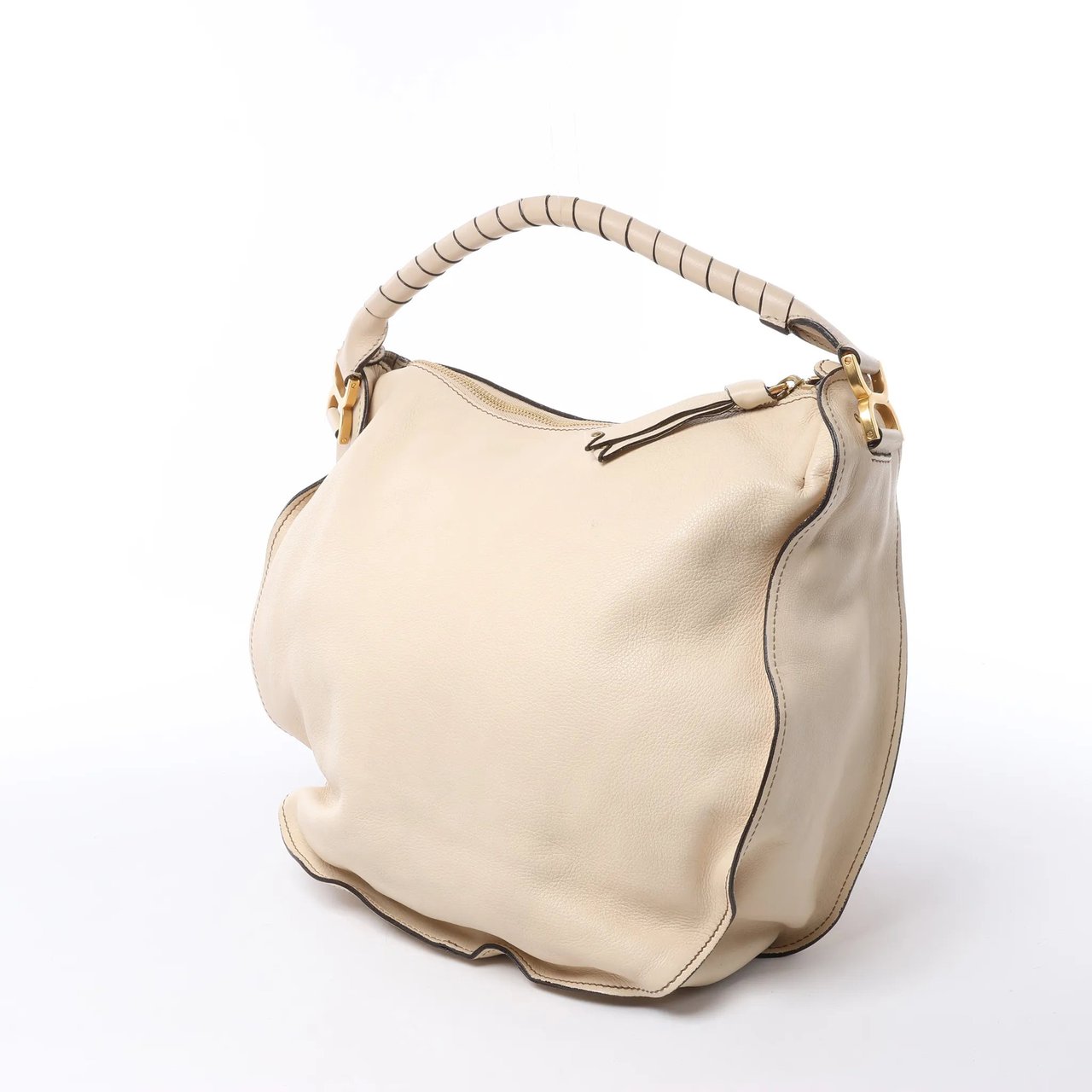 Chloé Chloe Marcie Leather Hobo Handbag in Beige Beige