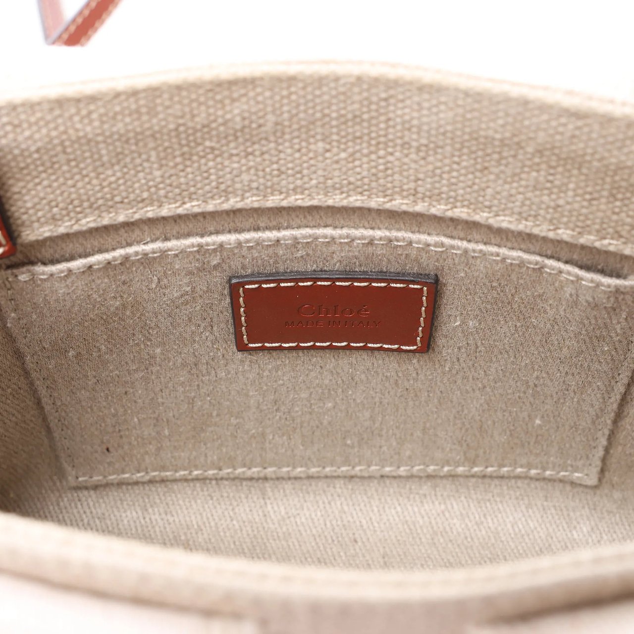 Chloé Woody Nano Canvas & Leather 2Way Handbag in Beige x Brown Divers