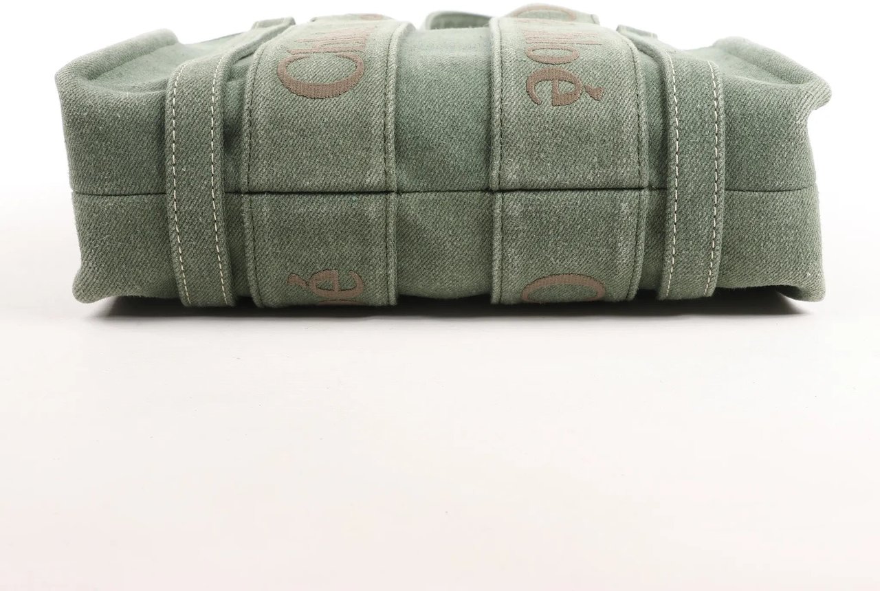 Chloé Chloé Woody Small Canvas 2Way Handbag in Green Groen