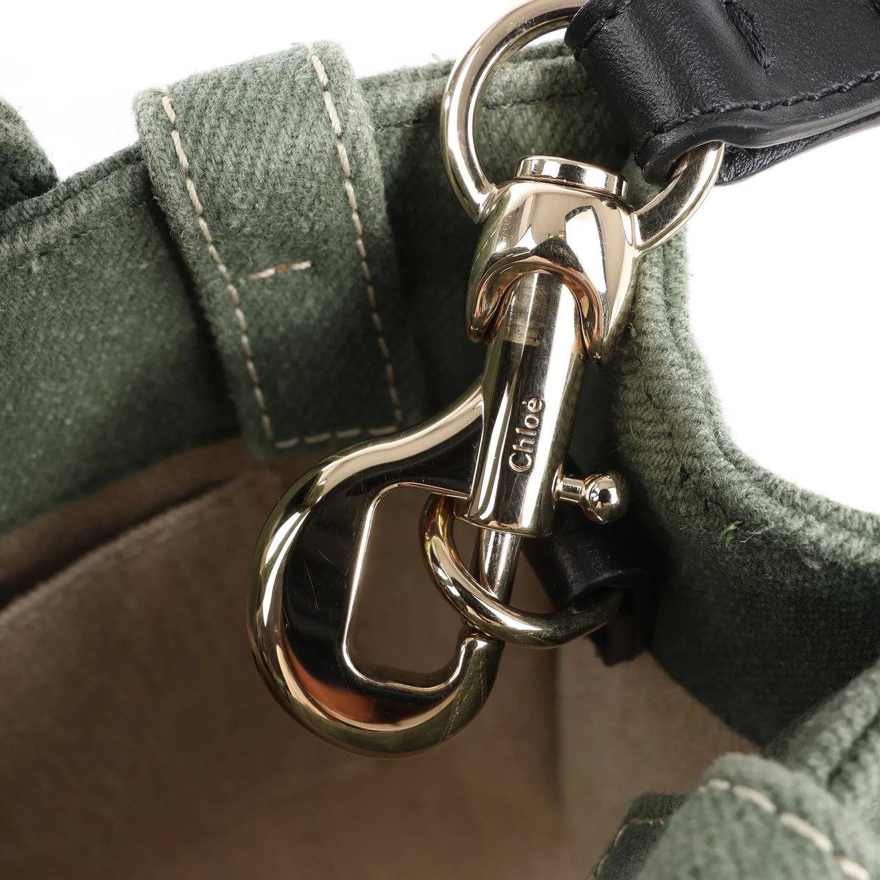 Chloé Chloé Woody Small Canvas 2Way Handbag in Green Groen