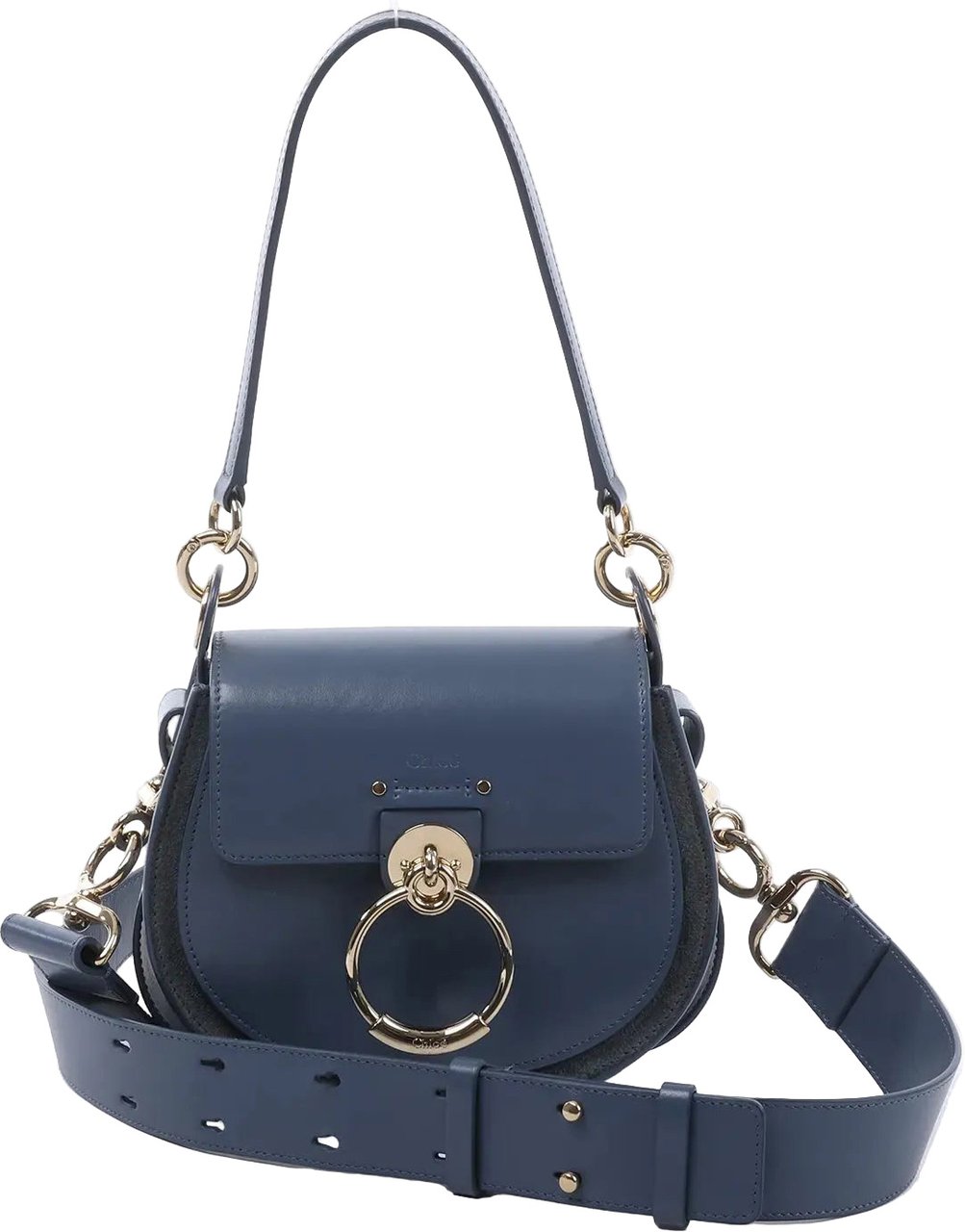 Chloé Chloe Tess Small Leather 2Way Shoulder Bag in Blue Blauw