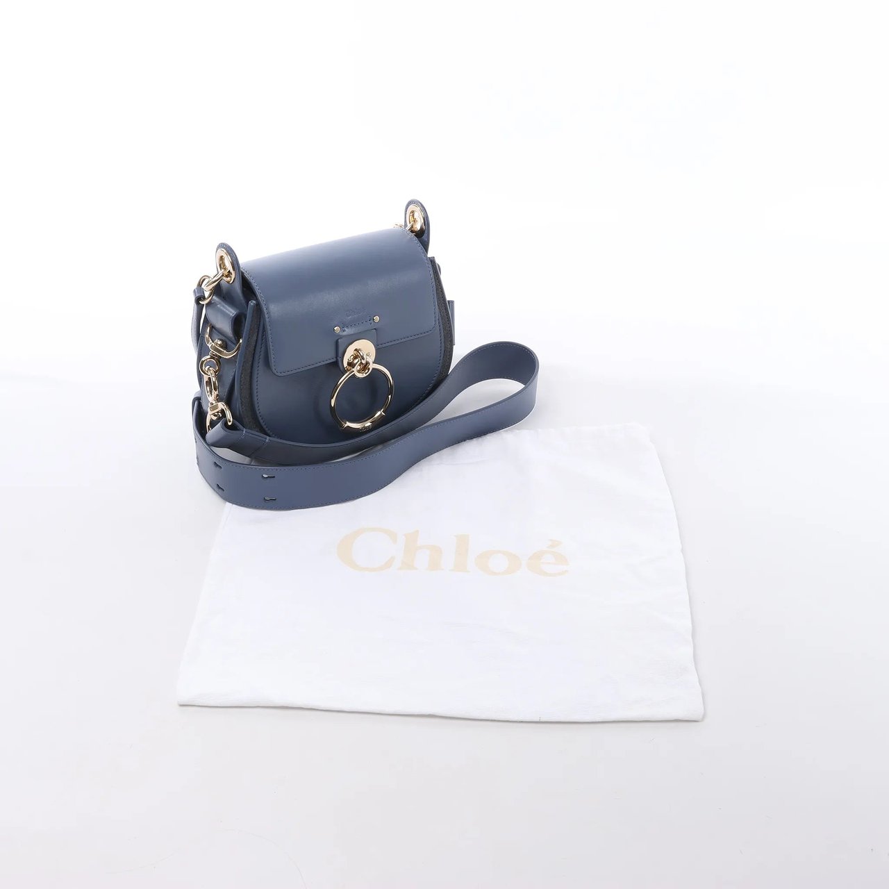 Chloé Chloe Tess Small Leather 2Way Shoulder Bag in Blue Blauw