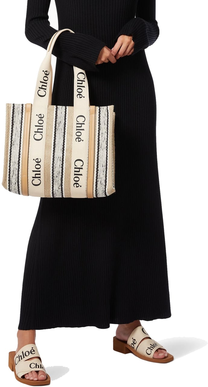 Chloé Chloé Woody Medium Tote Bag Beige