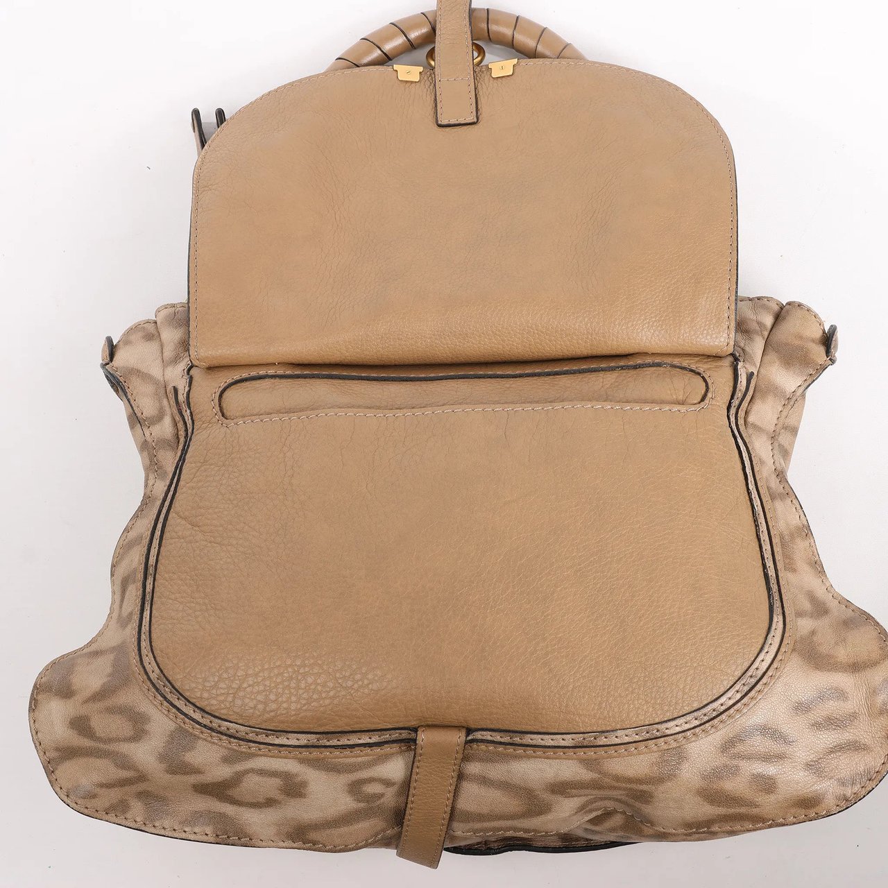 Chloé Chloe Marcie Medium Leather Leopard Pattern Handbag in Brown, Limited Edition Bruin
