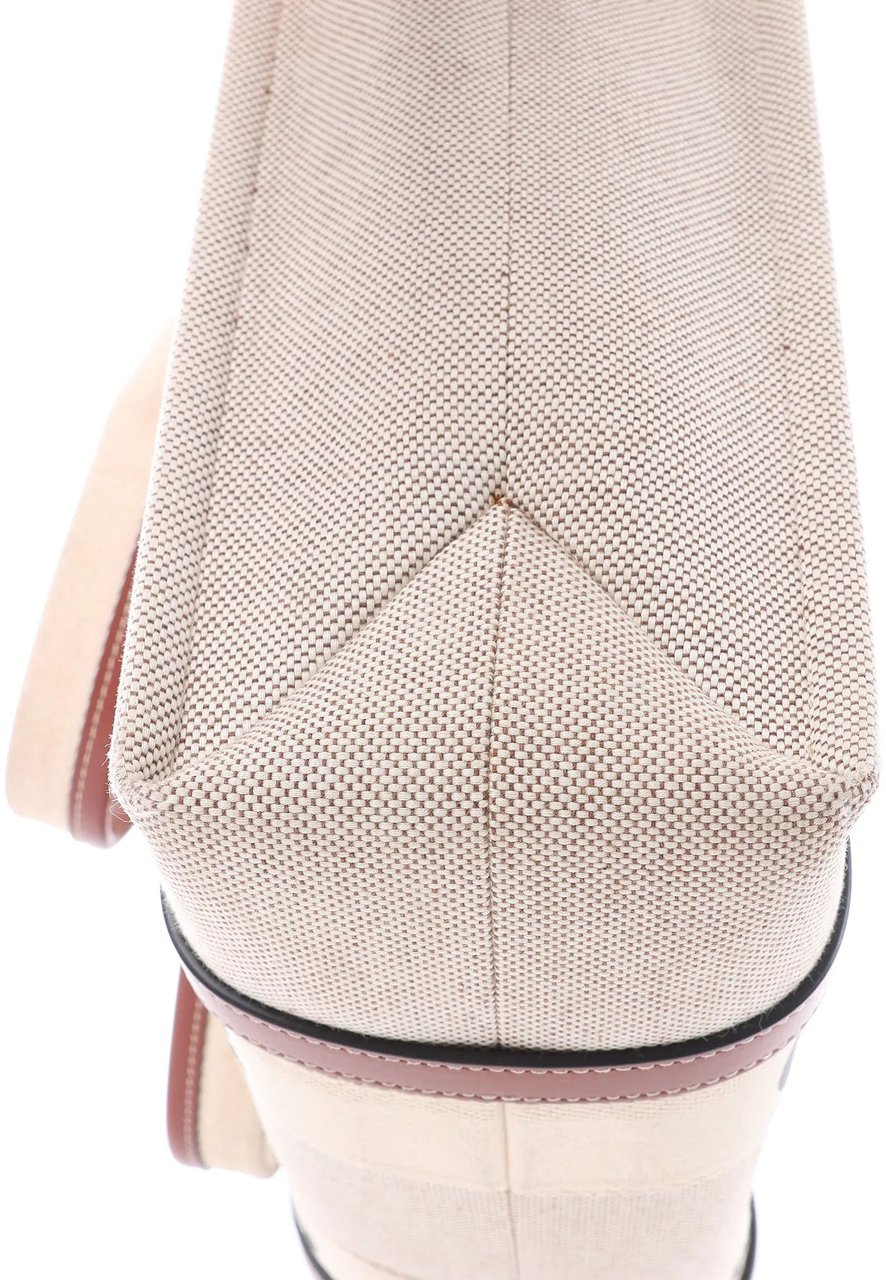 Chloé CHLOE Woody Medium Canvas x Leather Tote Shoulder bag in Beige x Brown Beige