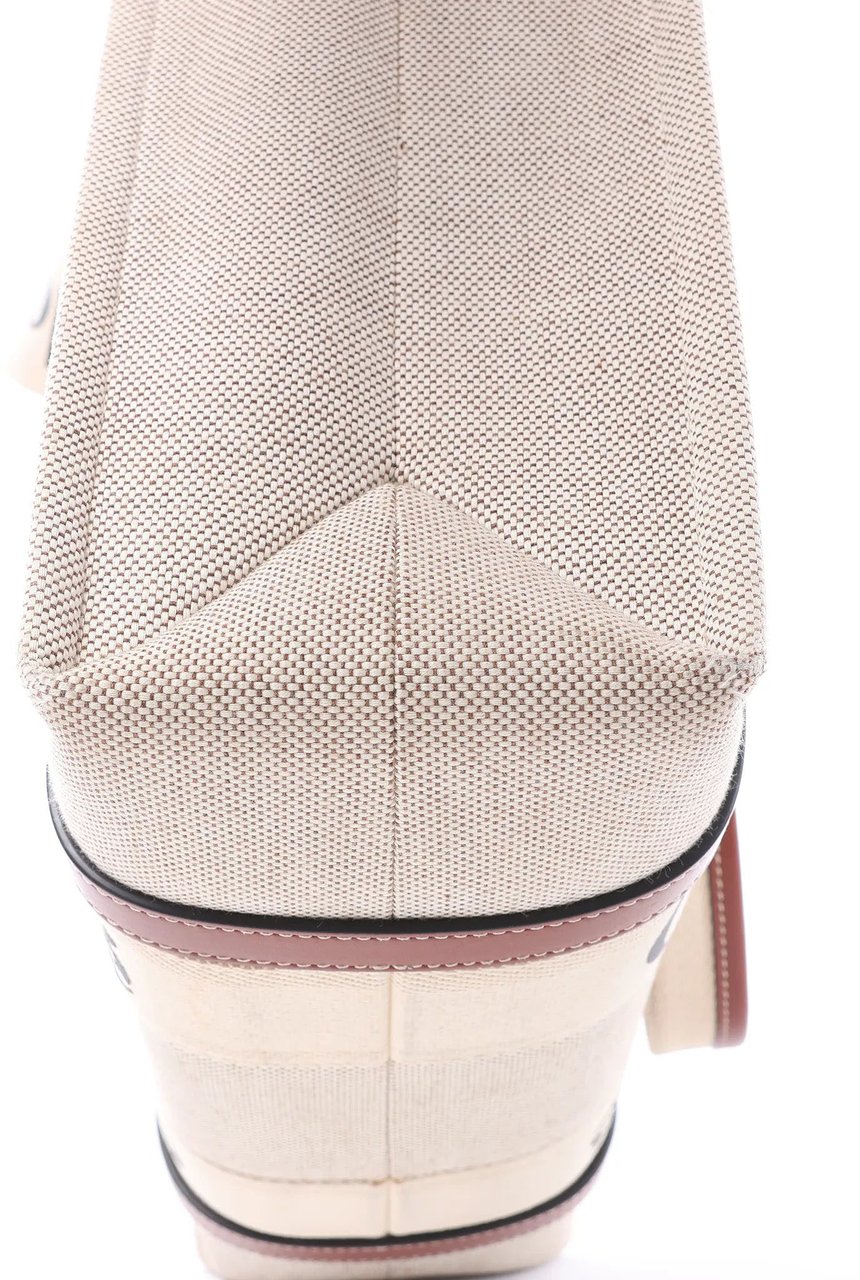 Chloé CHLOE Woody Medium Canvas x Leather Tote Shoulder bag in Beige x Brown Beige