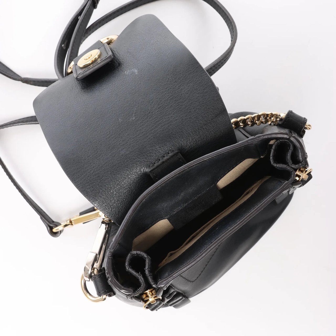 Chloé Chloe Faye Leather x Suede Backpack in Black Zwart
