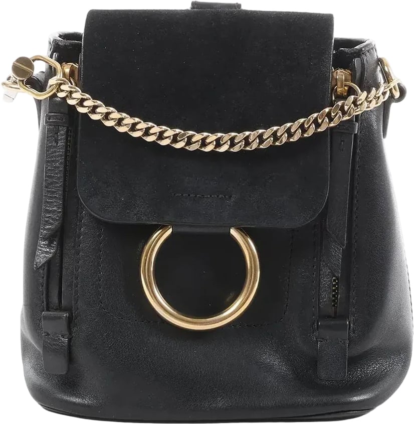 Chloé Chloe Faye Leather x Suede Backpack in Black Zwart