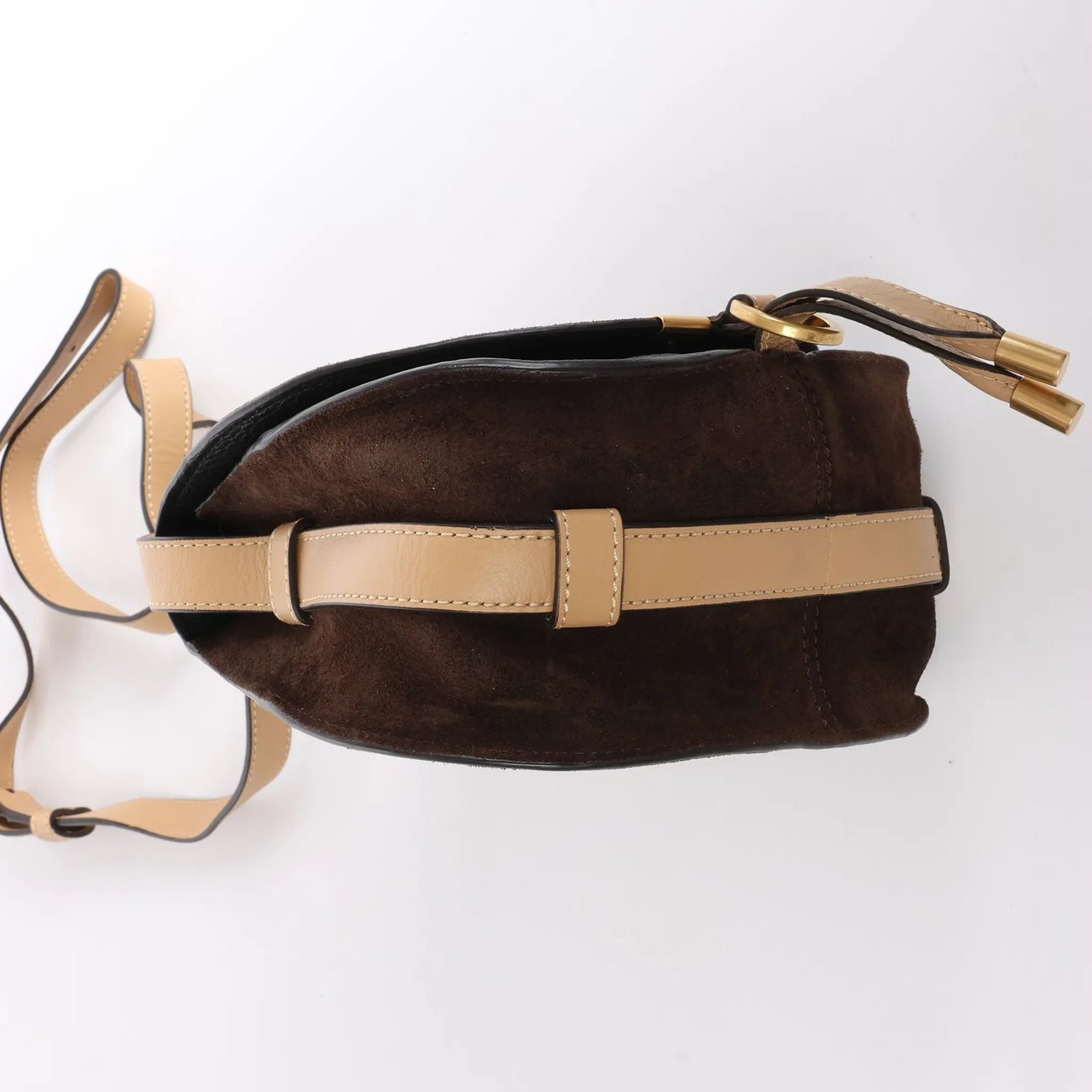 Chloé Chloe Marcie Mini Suede x Leather Crossbody Bag in Brown Bruin