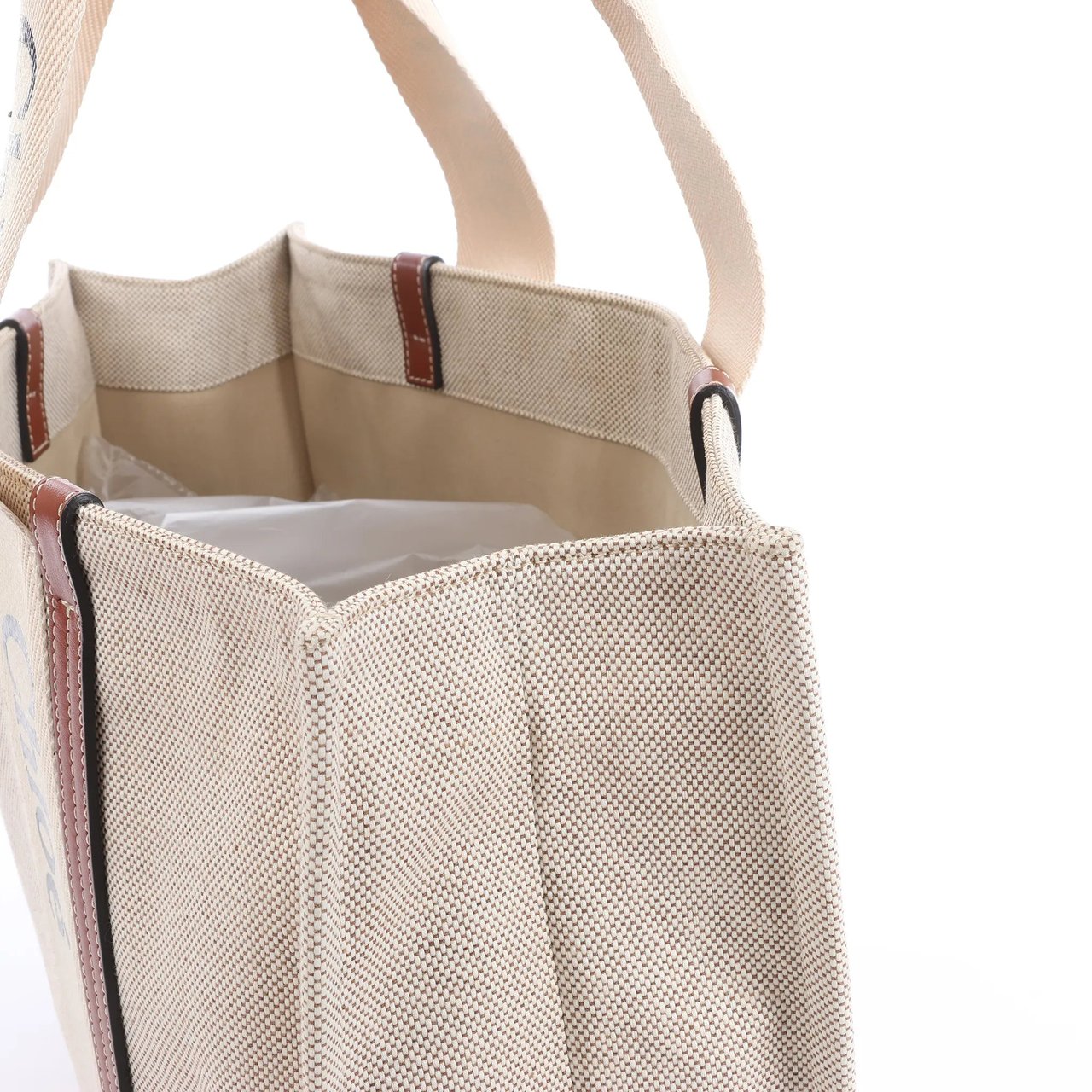 Chloé CHLOE Woody Large Canvas & Leather Tote Shoulder bag in Beige x Brown Divers