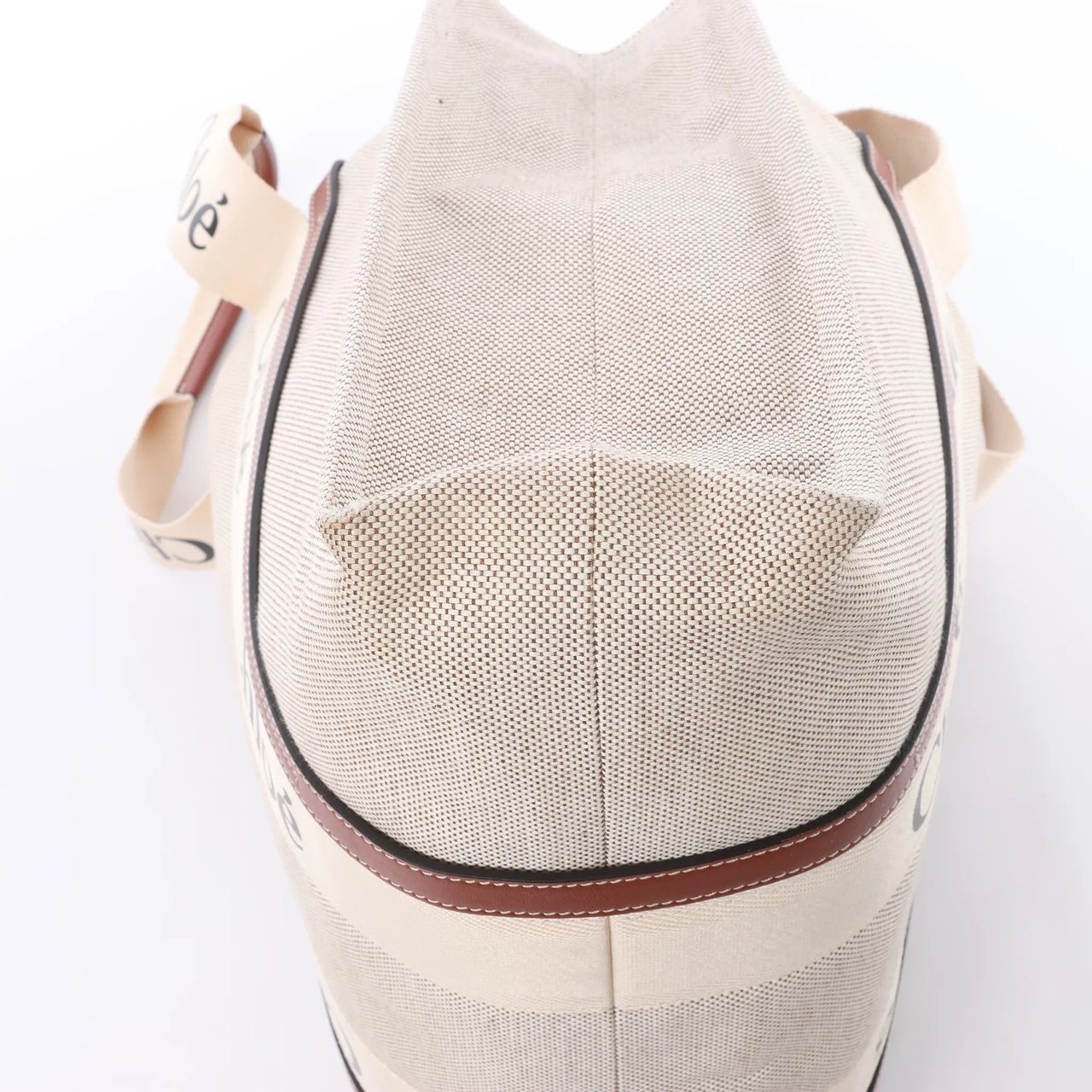 Chloé CHLOE Woody Large Canvas & Leather Tote Shoulder bag in Beige x Brown Divers